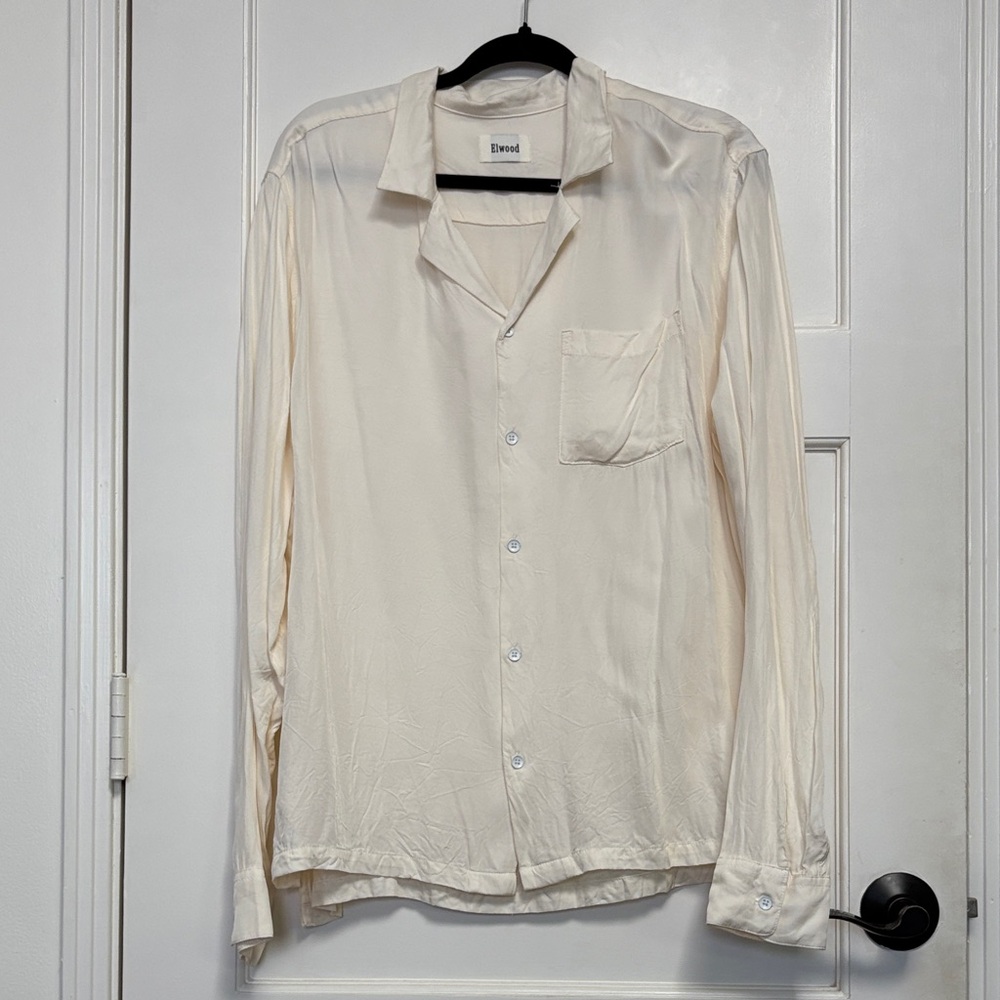 Elwood Cream Ivory Rayon Long-Sleeve Shirt size L - never worn